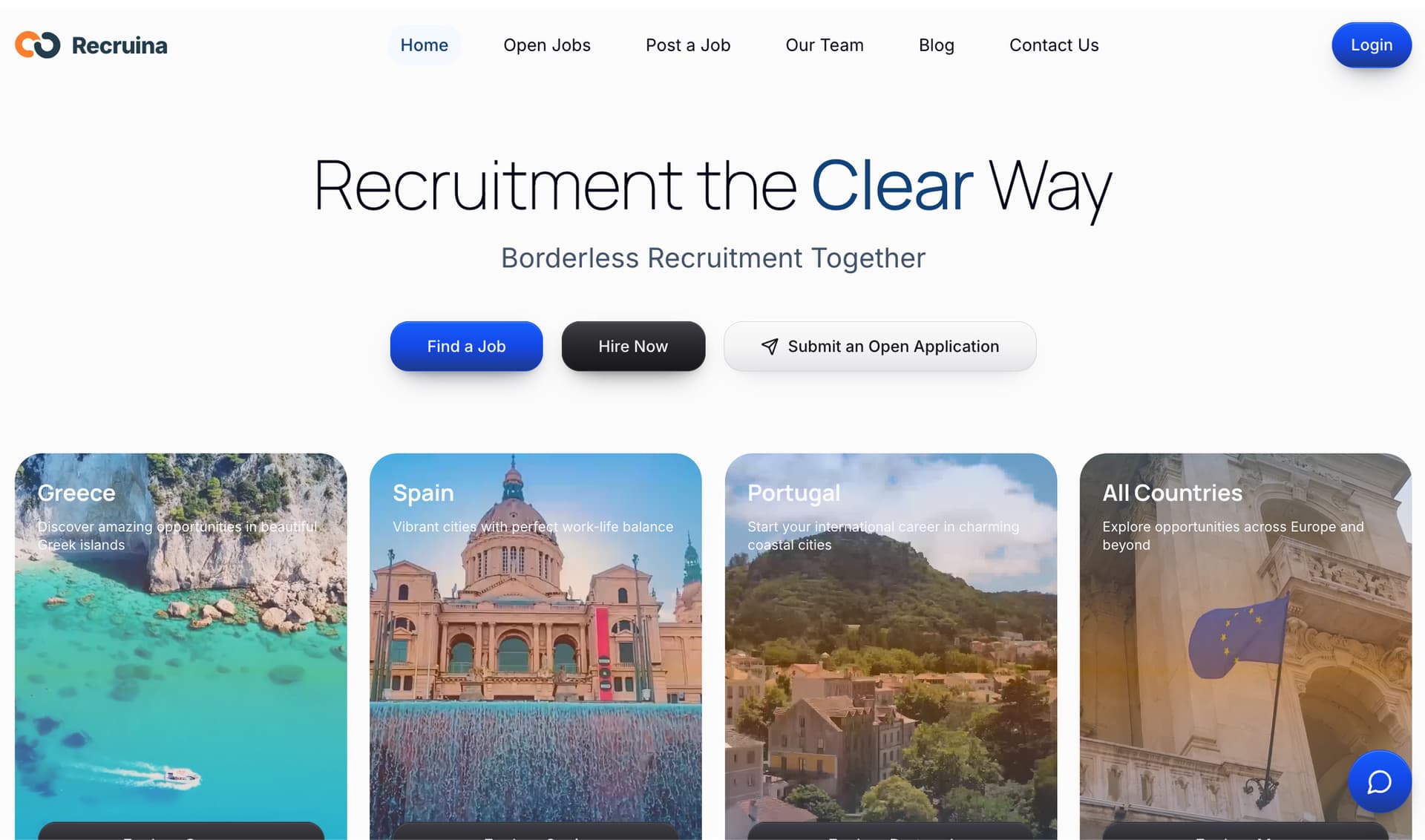 Recruina interface